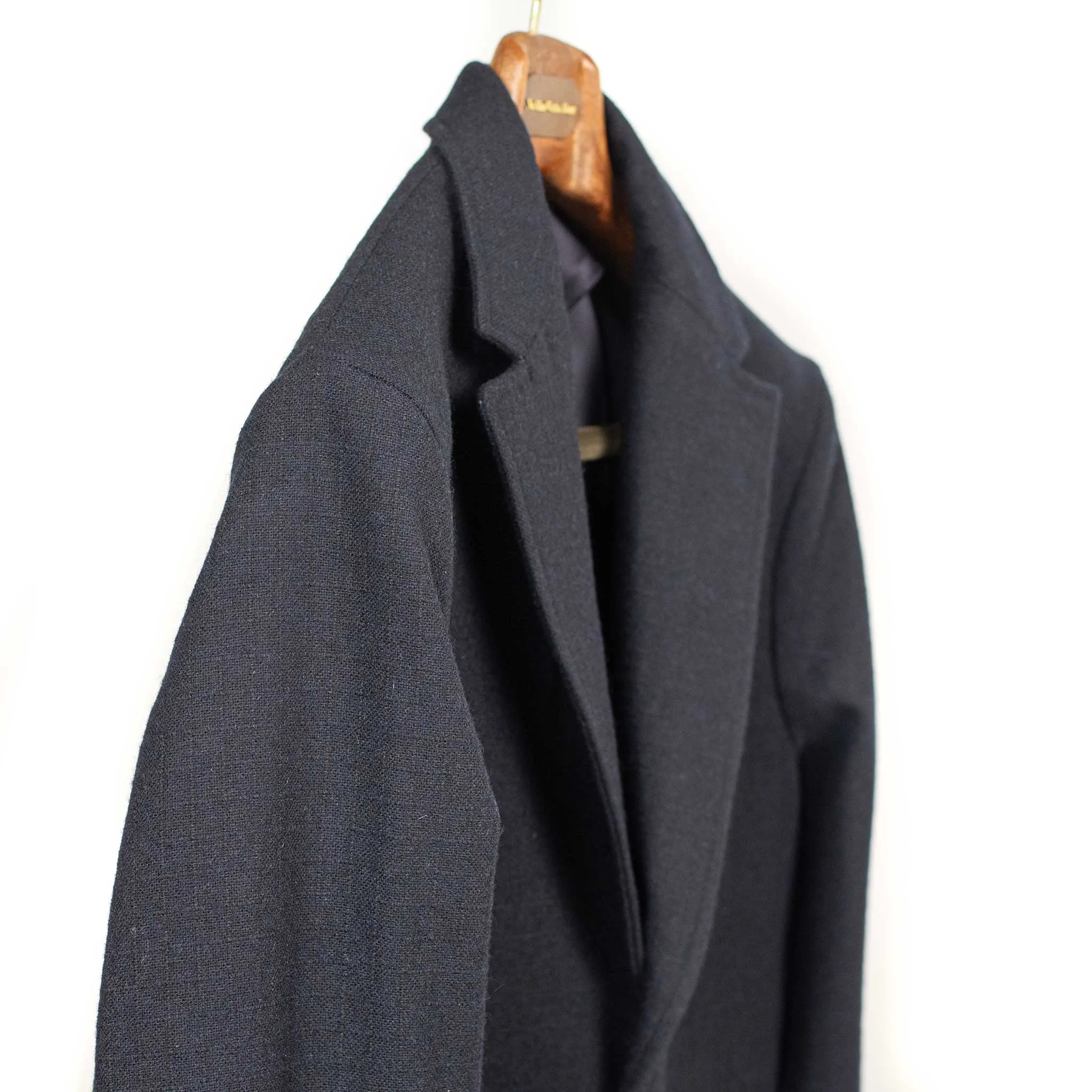 Aauro patch pocket jacket in navy ripstop wool mix