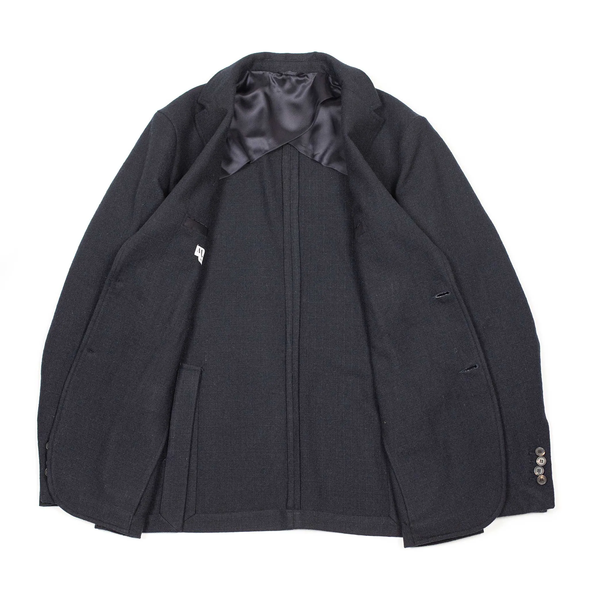 Aauro patch pocket jacket in navy ripstop wool mix