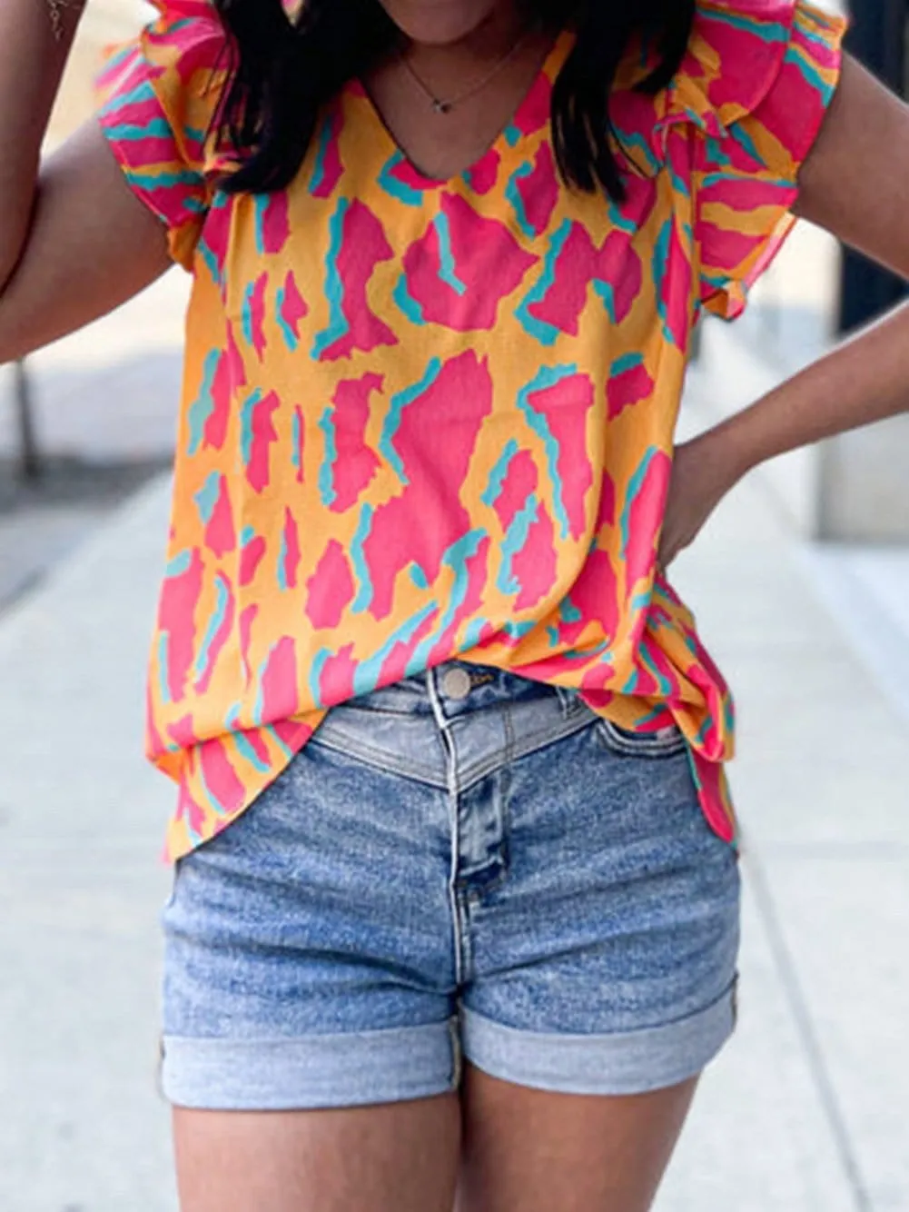 Abstract Print Summer Blouse