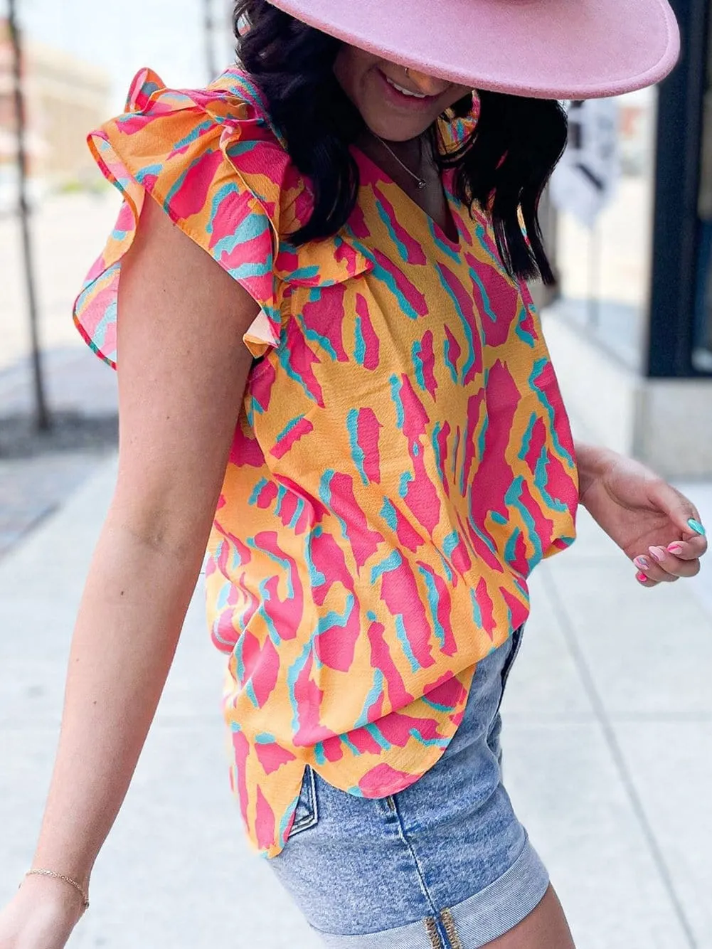 Abstract Print Summer Blouse