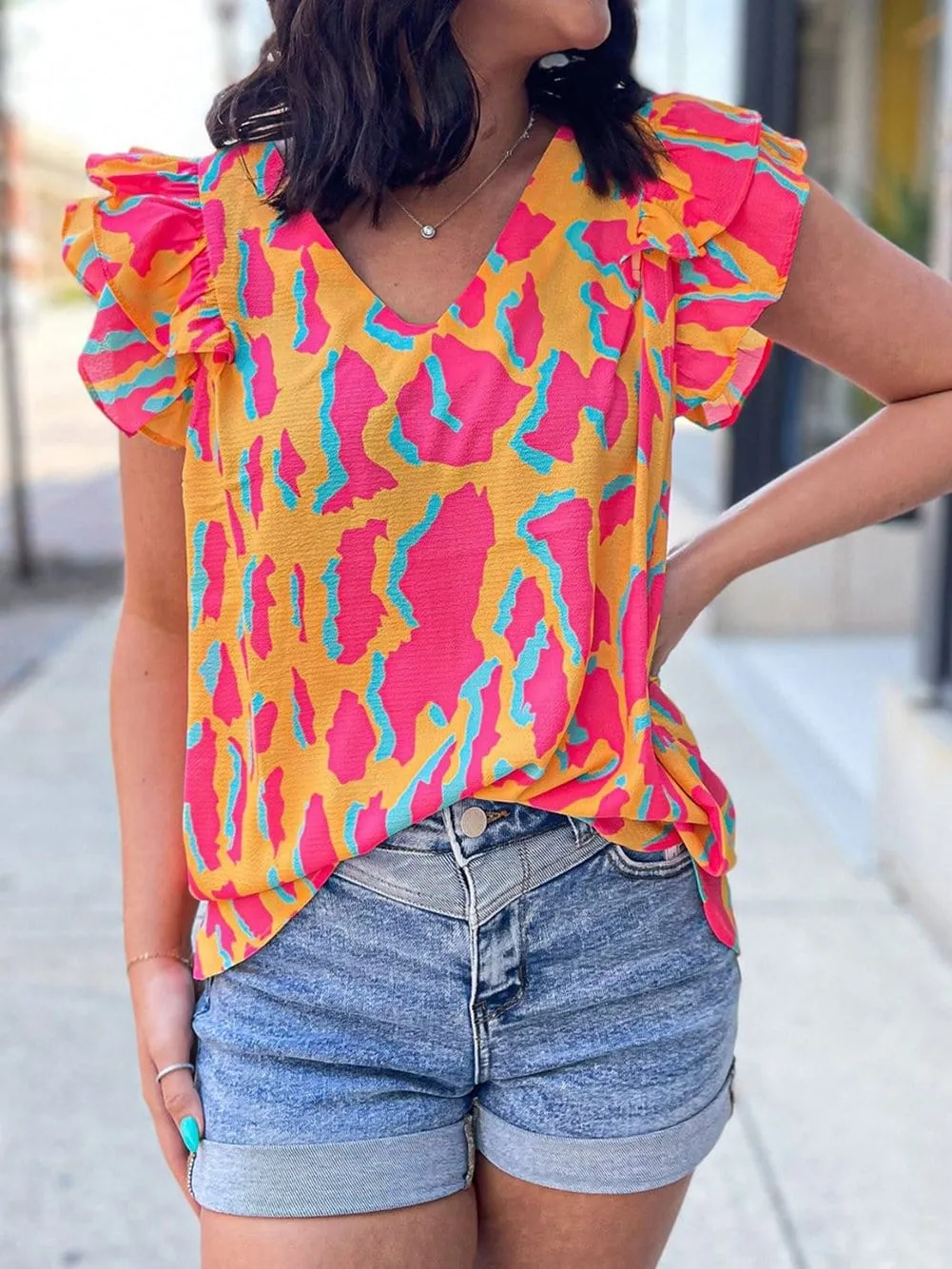 Abstract Print Summer Blouse