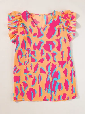 Abstract Print Summer Blouse