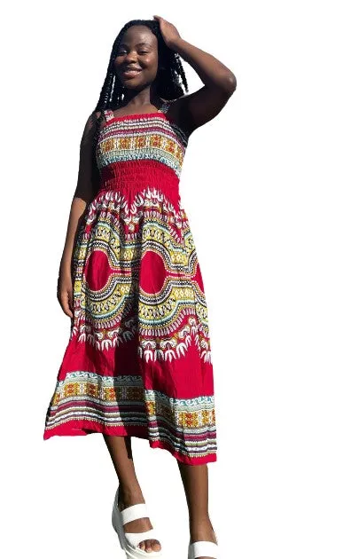 African Spaghetti Strap Maxi Dress