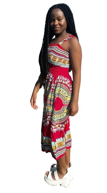 African Spaghetti Strap Maxi Dress