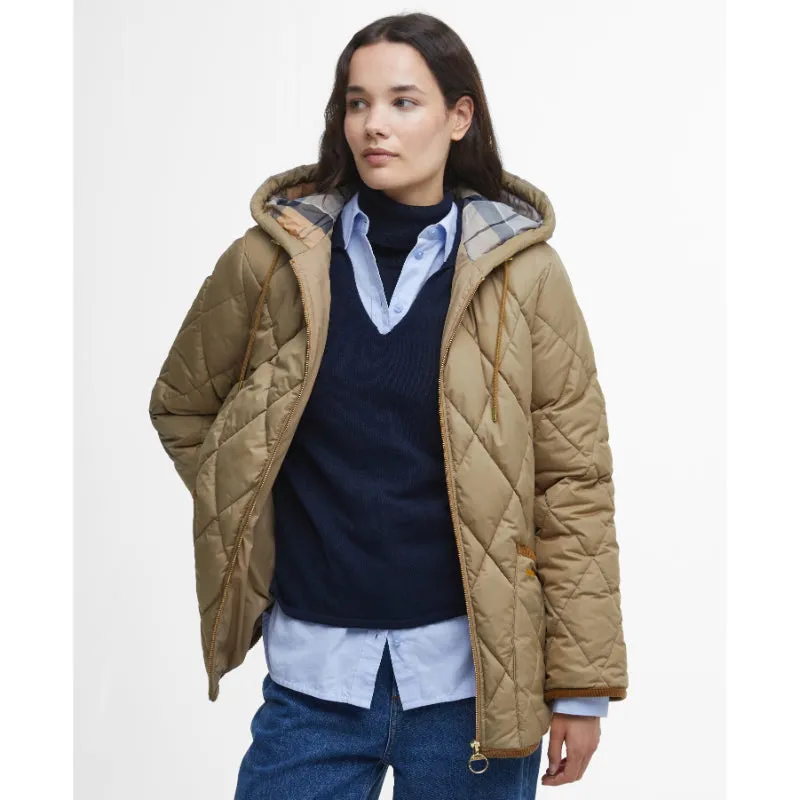 Barbour Erin Ladies Puffer Quilt - Military Brown/Sky Dress Tartan