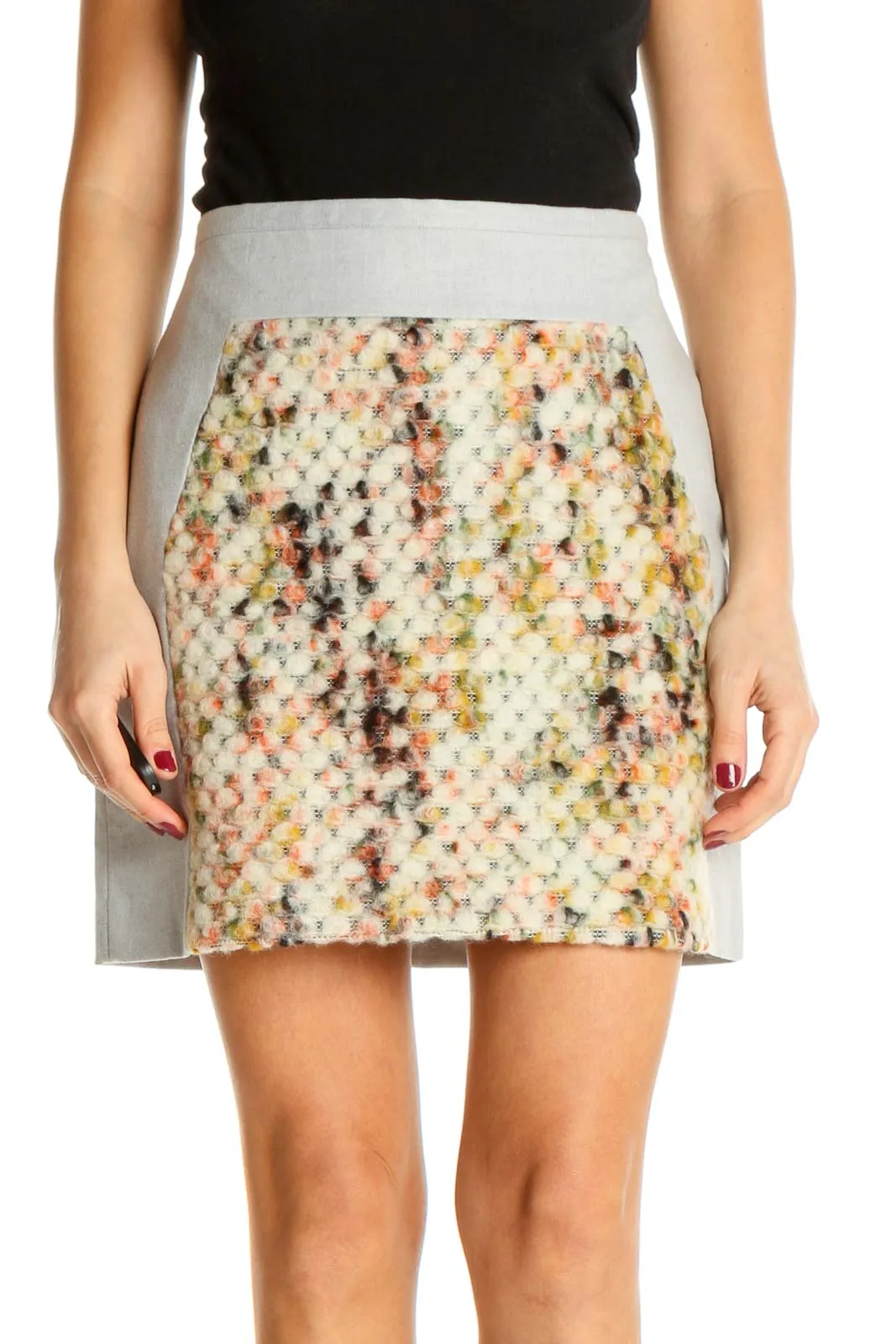 Beige Quilt Print Chic Pencil Skirt