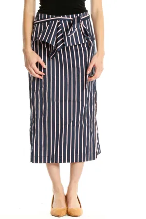 Blue Striped Chic Straight Skirt