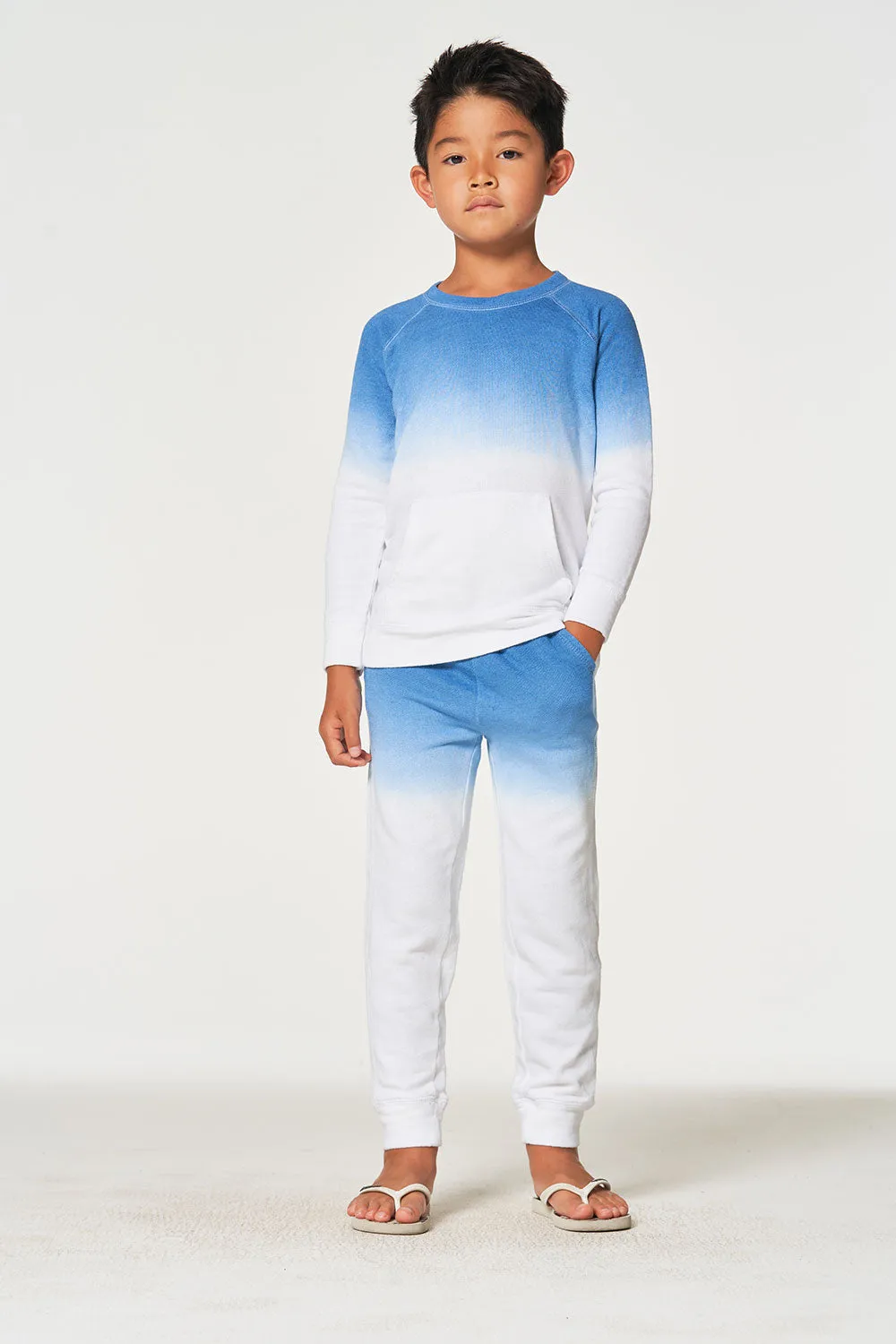 Boys Linen French Terry Long Sleeve Kanga Pocket Pullover