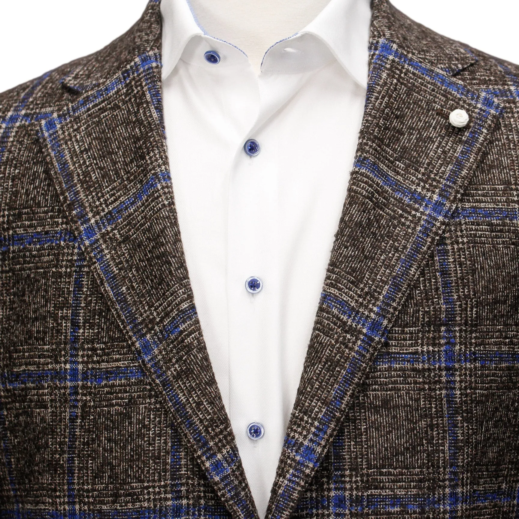 Brown Check Luigi Bianchi Mantova - Dream Fit - Loro Piana Alpaca