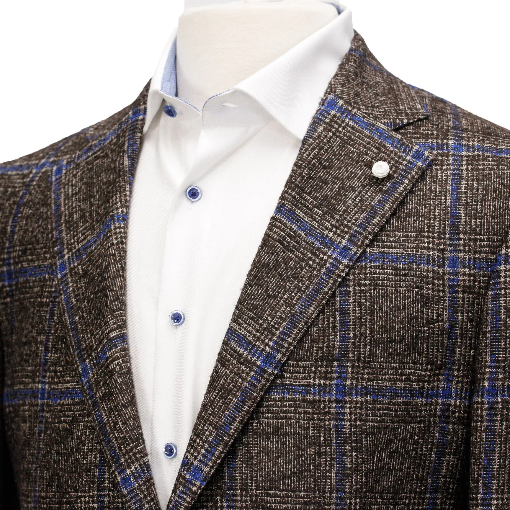 Brown Check Luigi Bianchi Mantova - Dream Fit - Loro Piana Alpaca