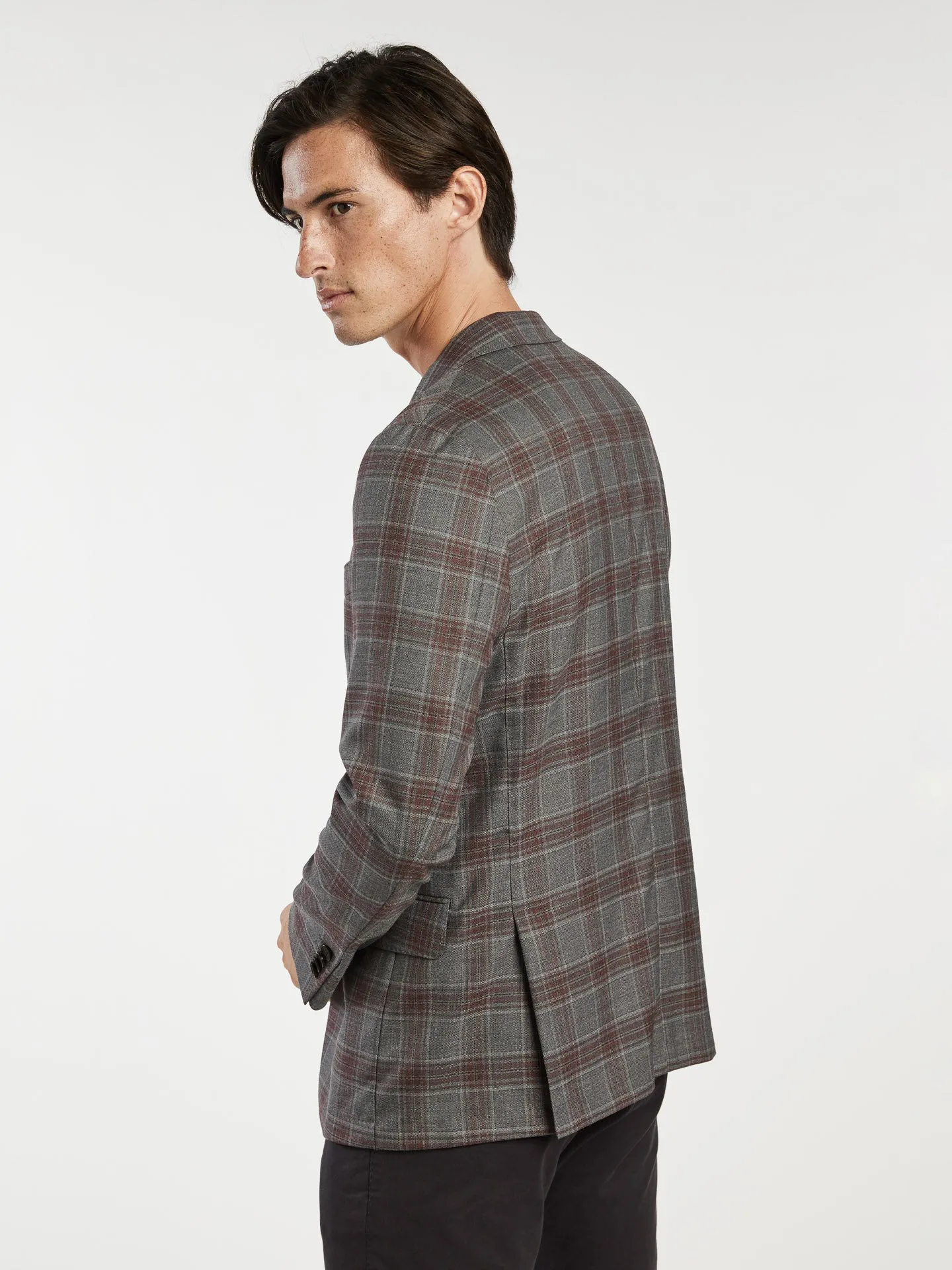 Burgundy prince of wales deconstructed blazer