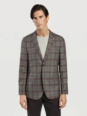 Burgundy prince of wales deconstructed blazer