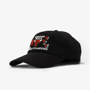 Chicago Bulls Stone Washed 3 Time Champ Dad Strapback - Black