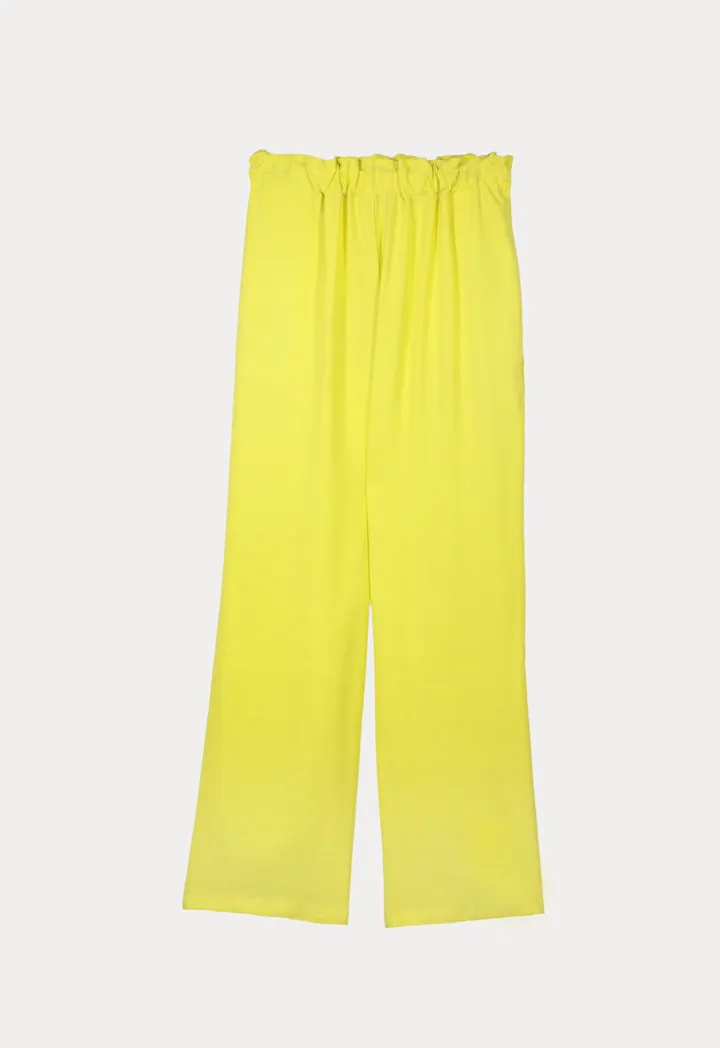 Choice Gathered Waist Wide Leg Pants Yellow