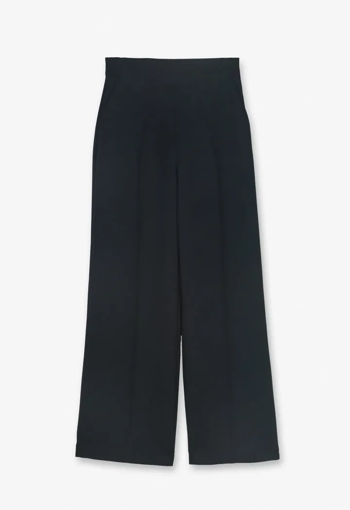 Choice High-Waist Solid Wide Legs Trousers Black