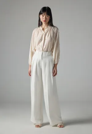 Choice Solid Wide Legs Trouser Off White