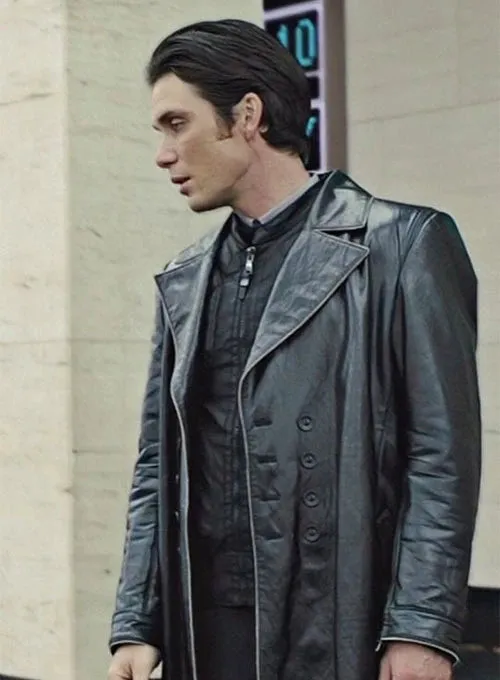 Cillian Murphy In Time Long Leather Coat