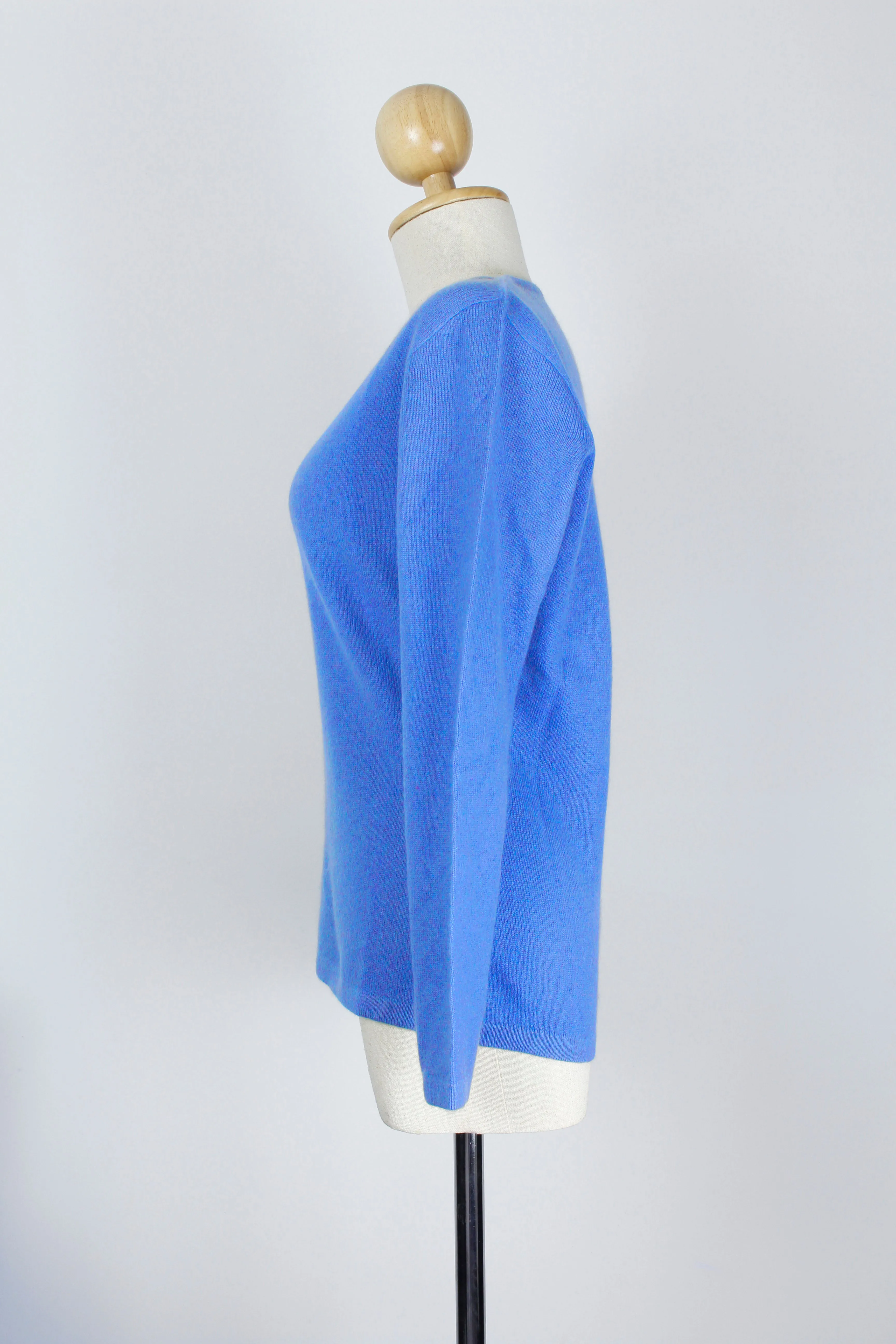 Cornflower Blue V-Neck Cashmere Pullover Sweater For Women