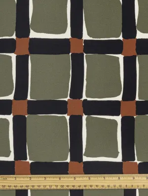 Deconstructed Plaid Viscose Twill - Olive   Black   Rust - Swatch