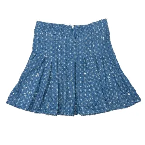 DENIM SPARKLE PLEATED SKIRT