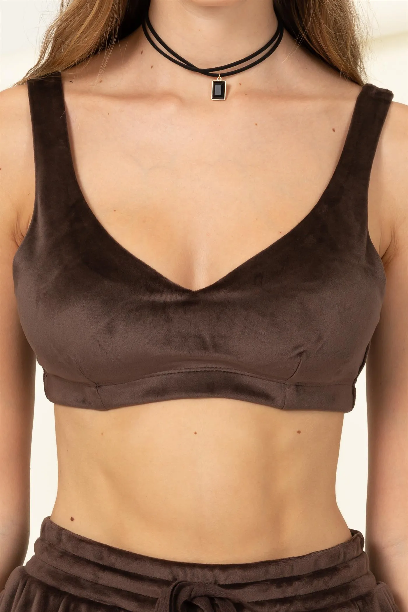 DZ22F616-V-NECK CROP BRALETTE TOP