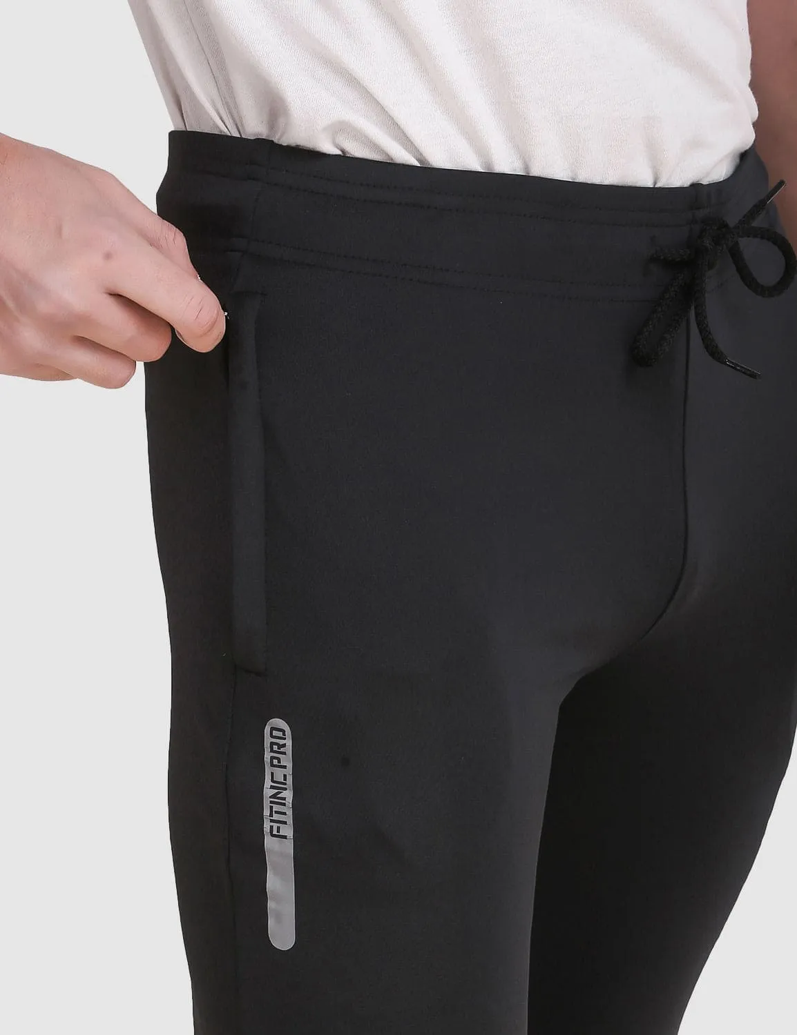 Fitinc Slim Fit Black Trackpant for Workout