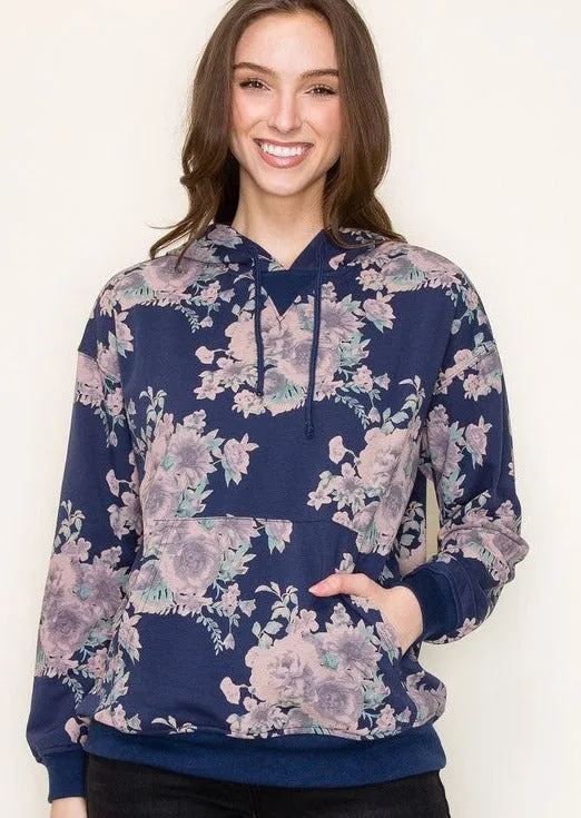 Floral Terry Hoodies - 3 colors! - FINAL SALE