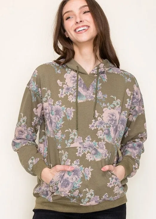 Floral Terry Hoodies - 3 colors! - FINAL SALE