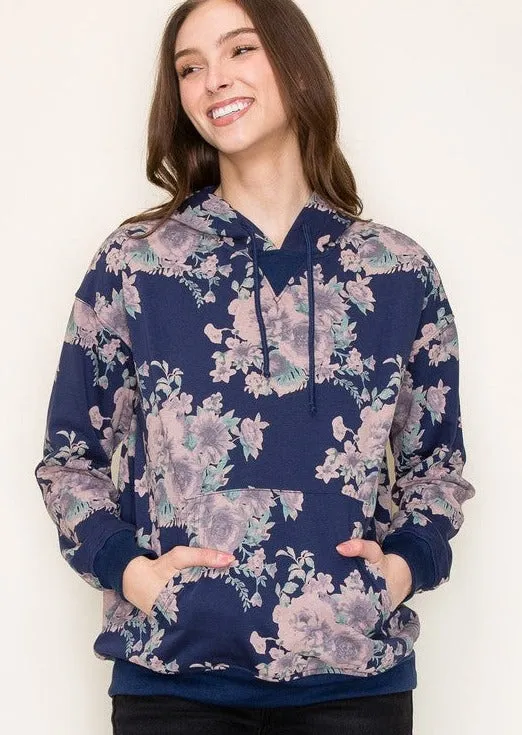 Floral Terry Hoodies - 3 colors! - FINAL SALE