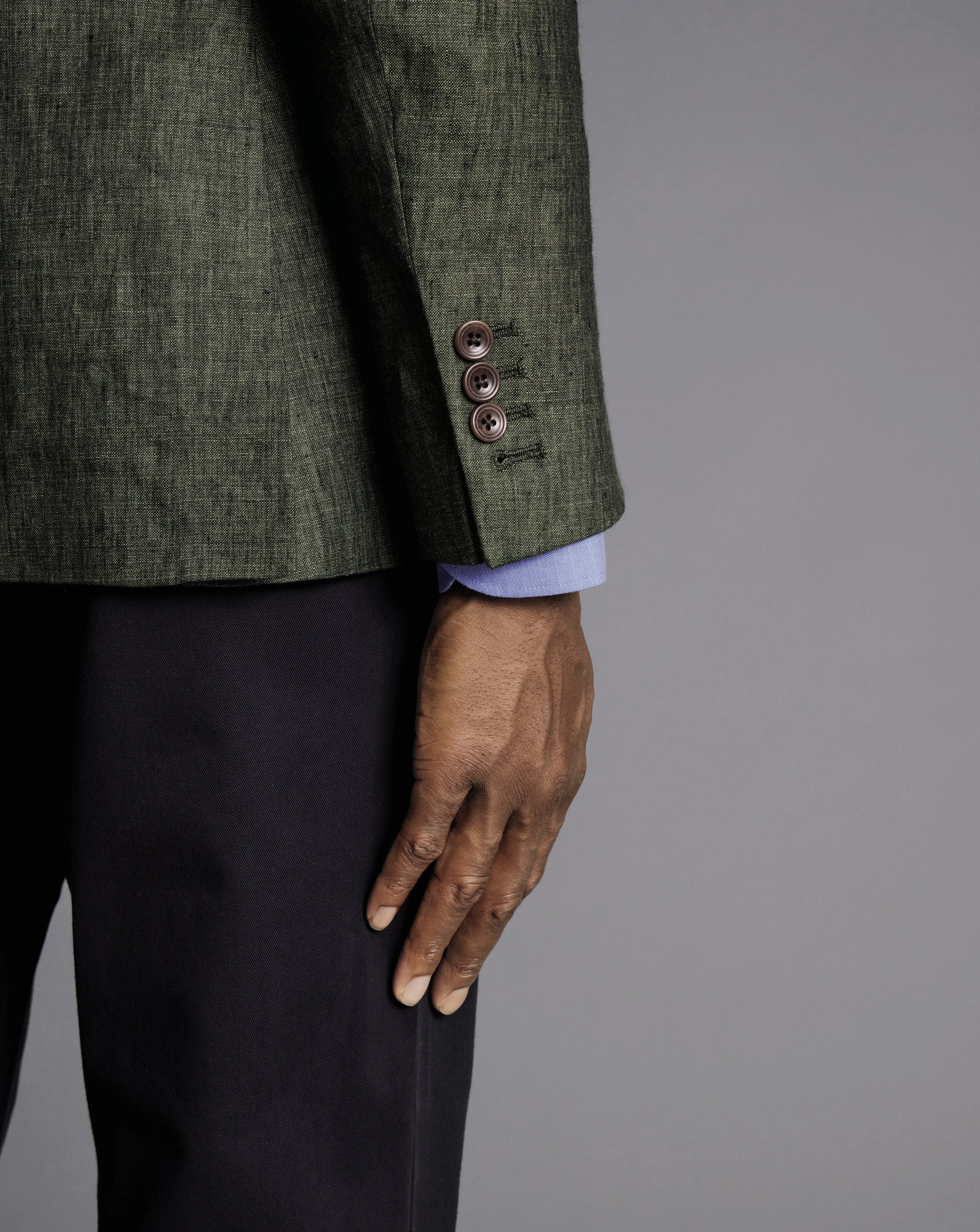 Forest Green Slim Fit Linen Jacket