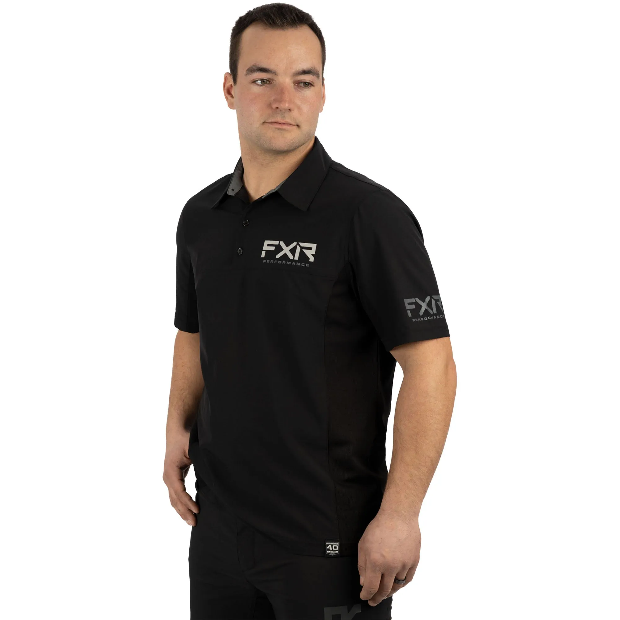 FXR  Black Cast Performance UPF Polo Shirt Short Sleeve Lightweight