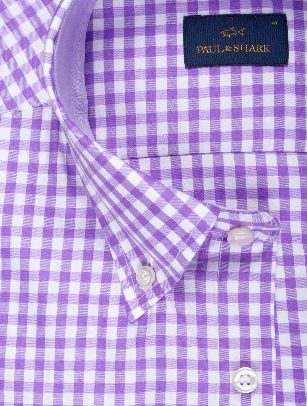 Gingham Cotton Twill Shirt Purple