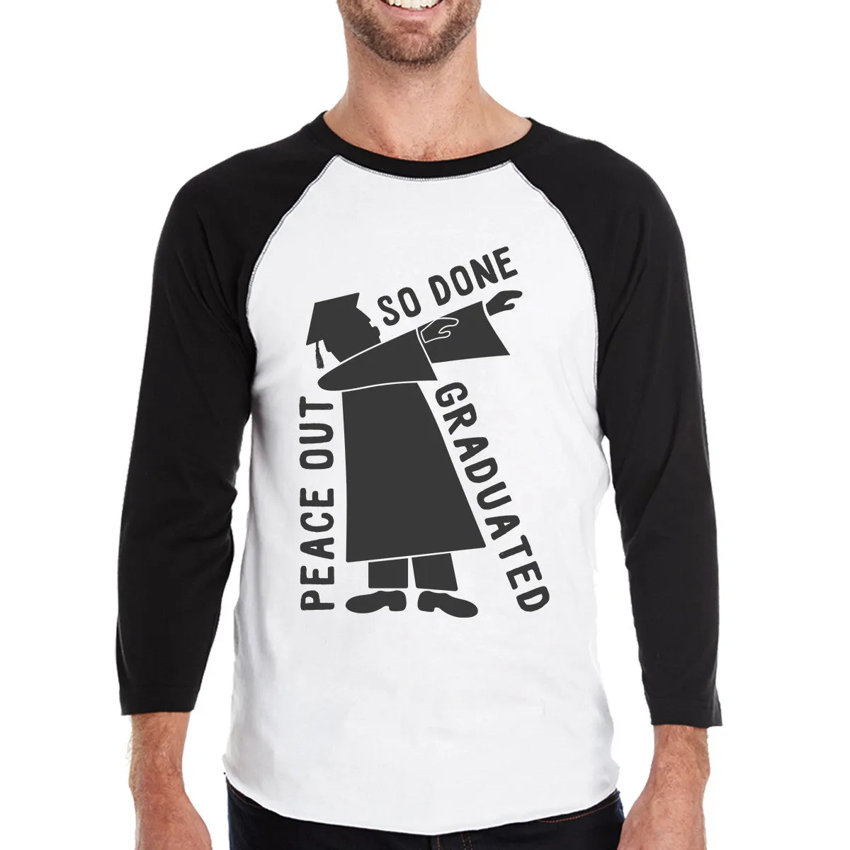 Graduated Dab Dance Mens Black And White Baseball Shirt