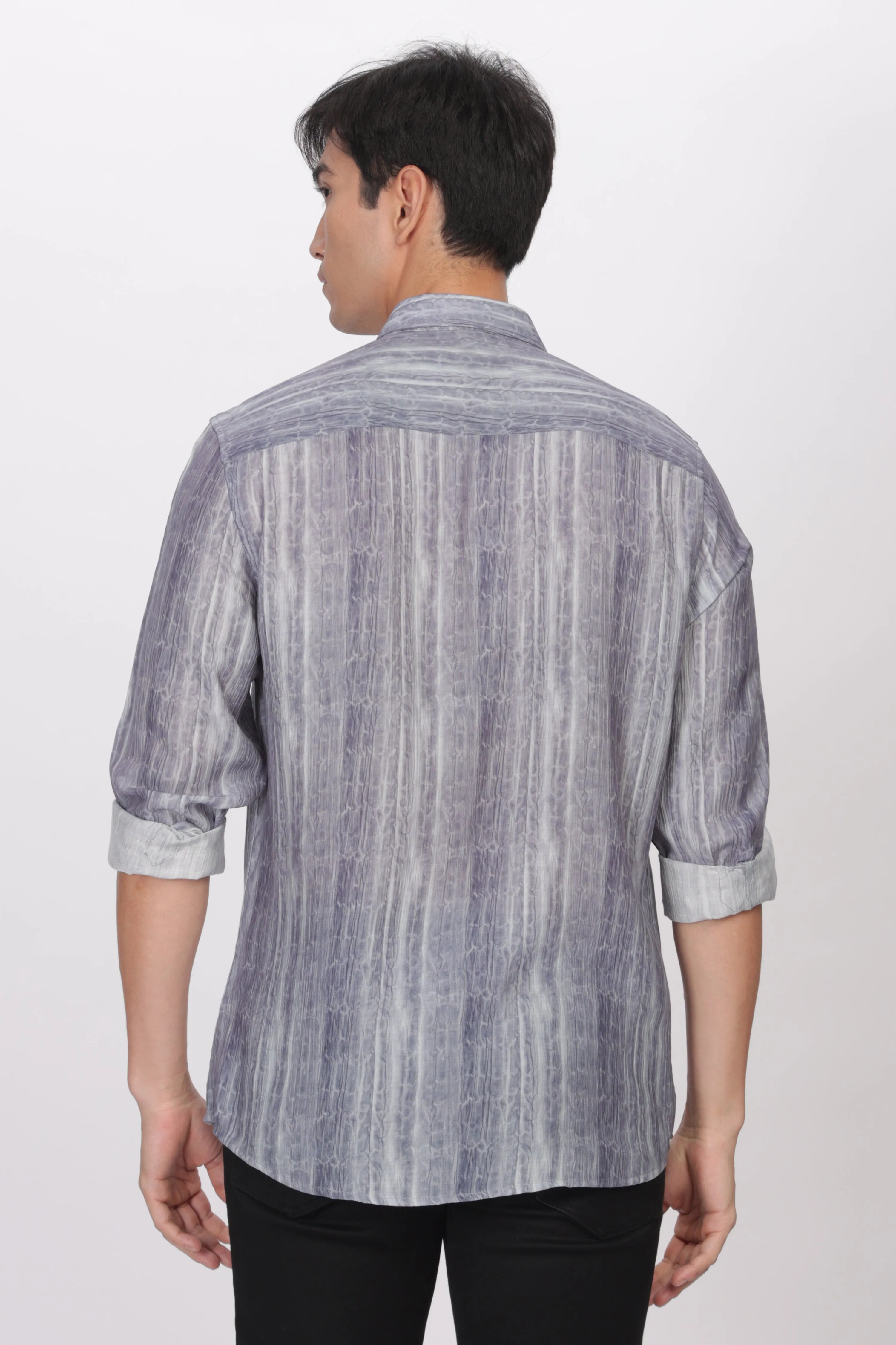 Gray Slim Fit Viscose Beach Wear Shirt