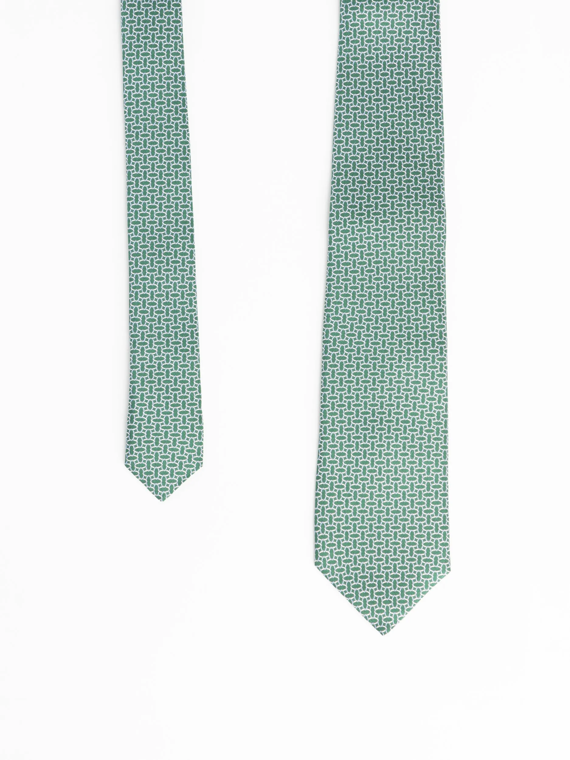 Green/White Chain Patterned Tie