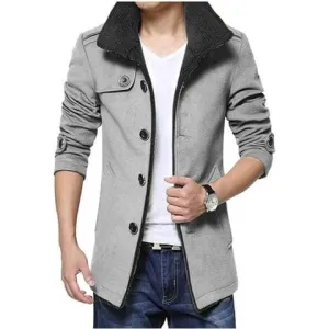 Grey with Black Cardigan In Fleece fabric