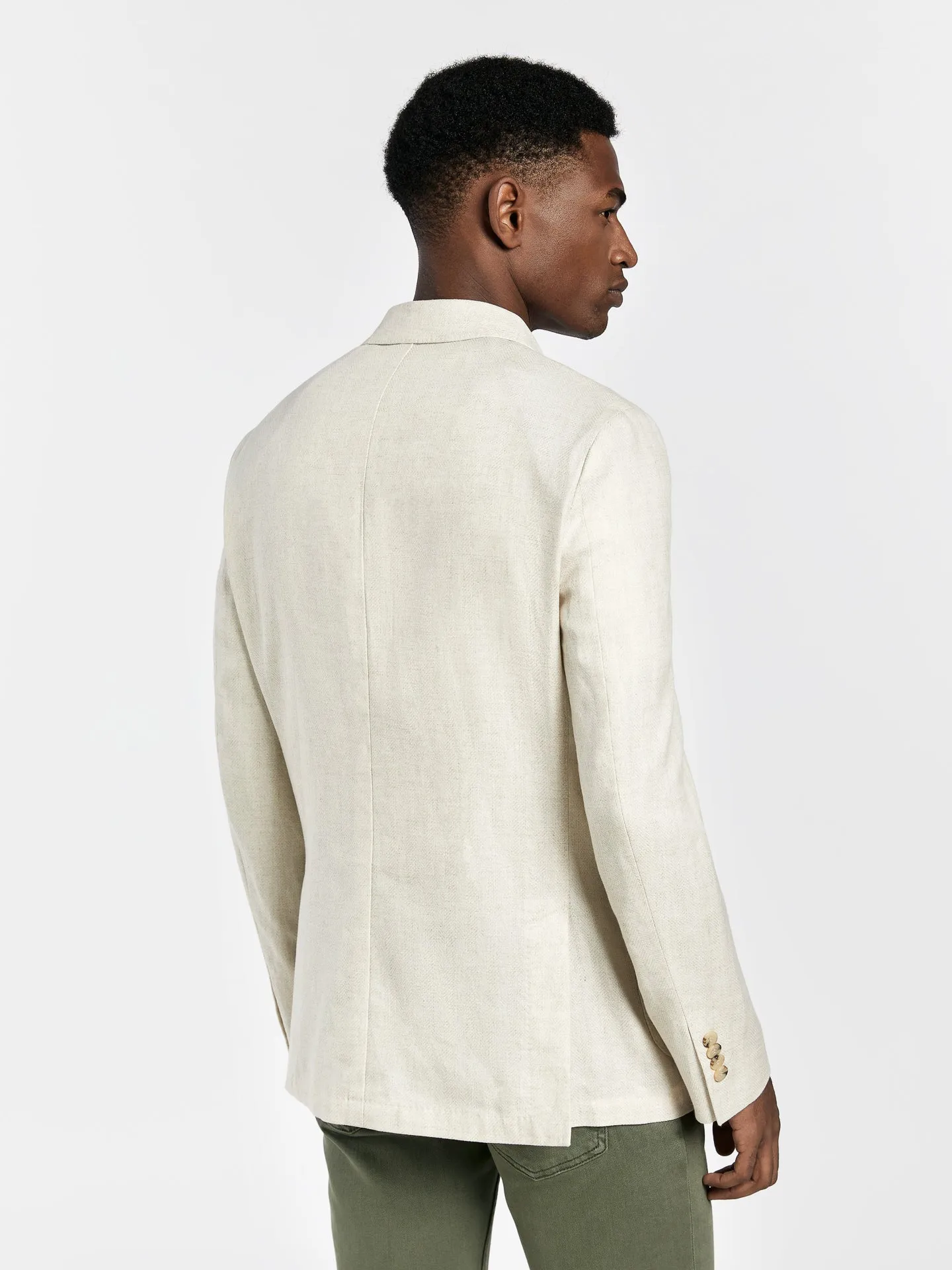 Herringbone linen edition deconstructed blazer