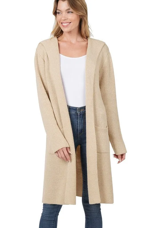 Hooded Open Front Cardigan