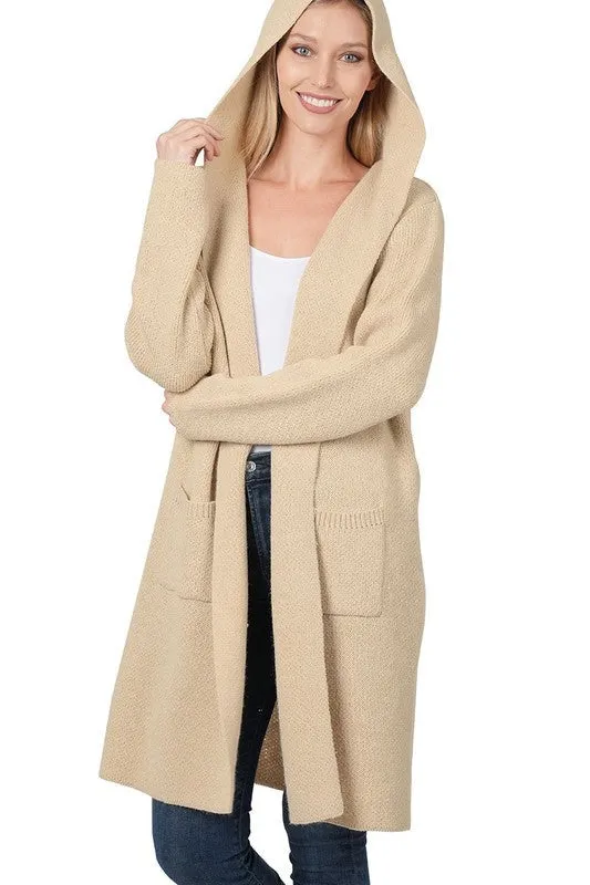 Hooded Open Front Cardigan