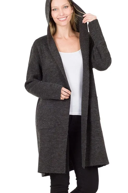 Hooded Open Front Cardigan