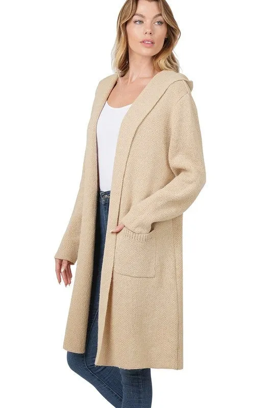 Hooded Open Front Cardigan