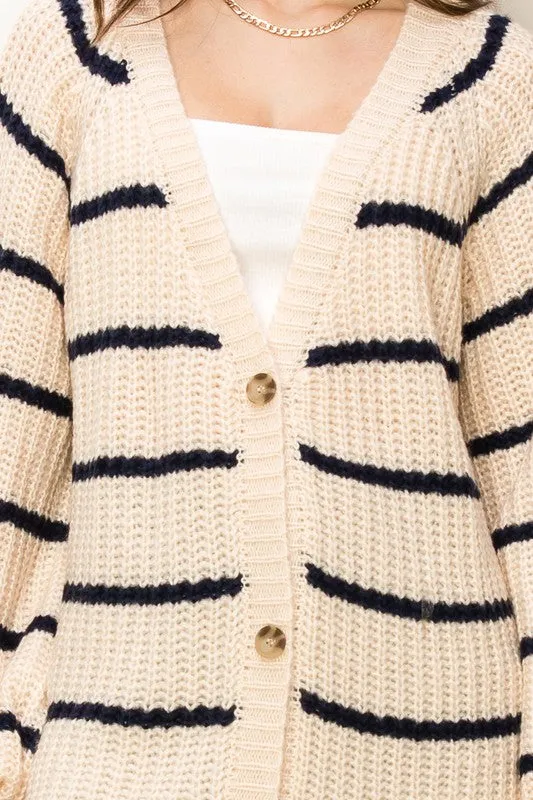 HYFVE Made for Style Oversized Striped Sweater Cardigan