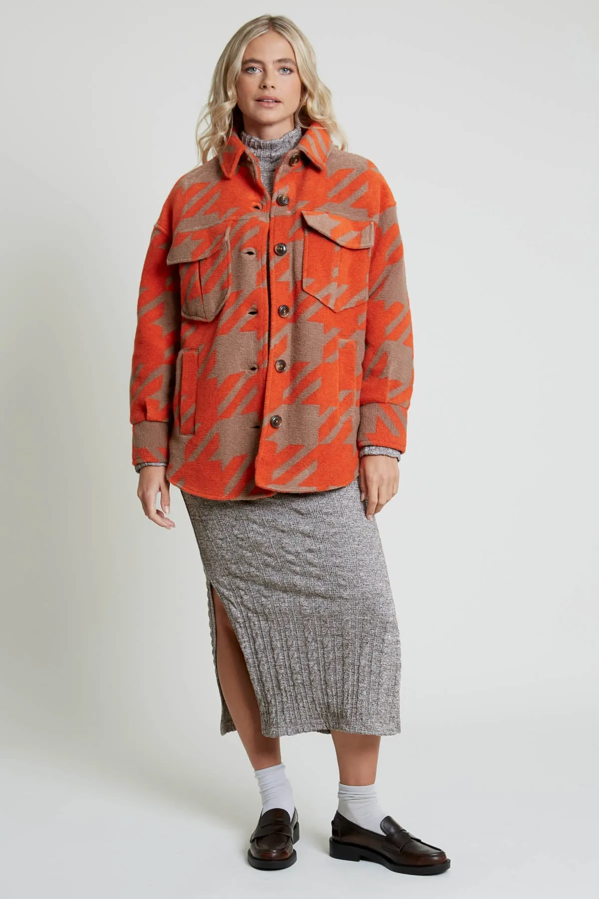 JERROD JACQUARD HOUNDSTOOTH SHACKET