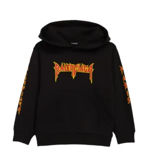 Kids Balenciaga Black Metal Logo Hoodie