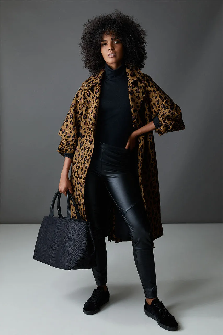 Leopard Jacquard Trench Coat