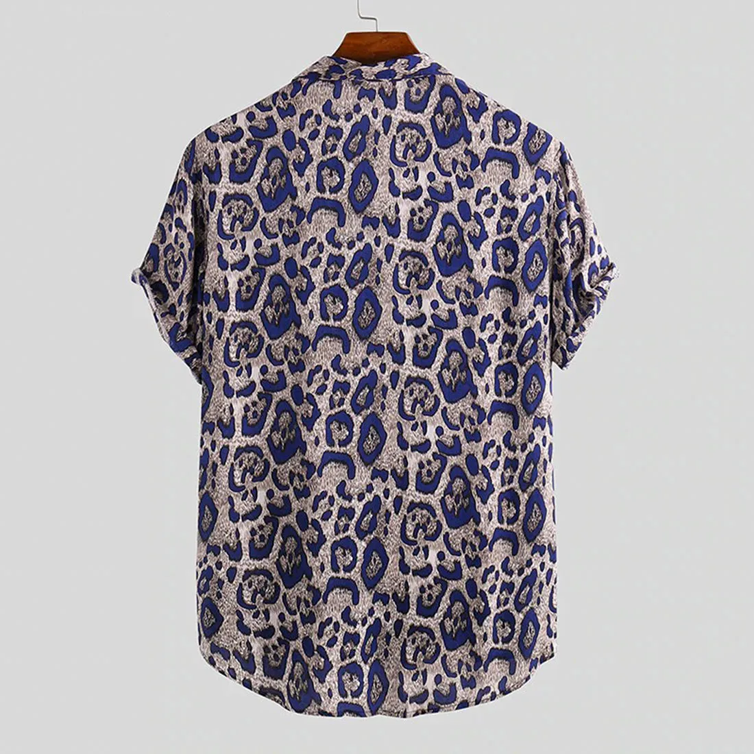 Leopard Print Men Shirt - Blue