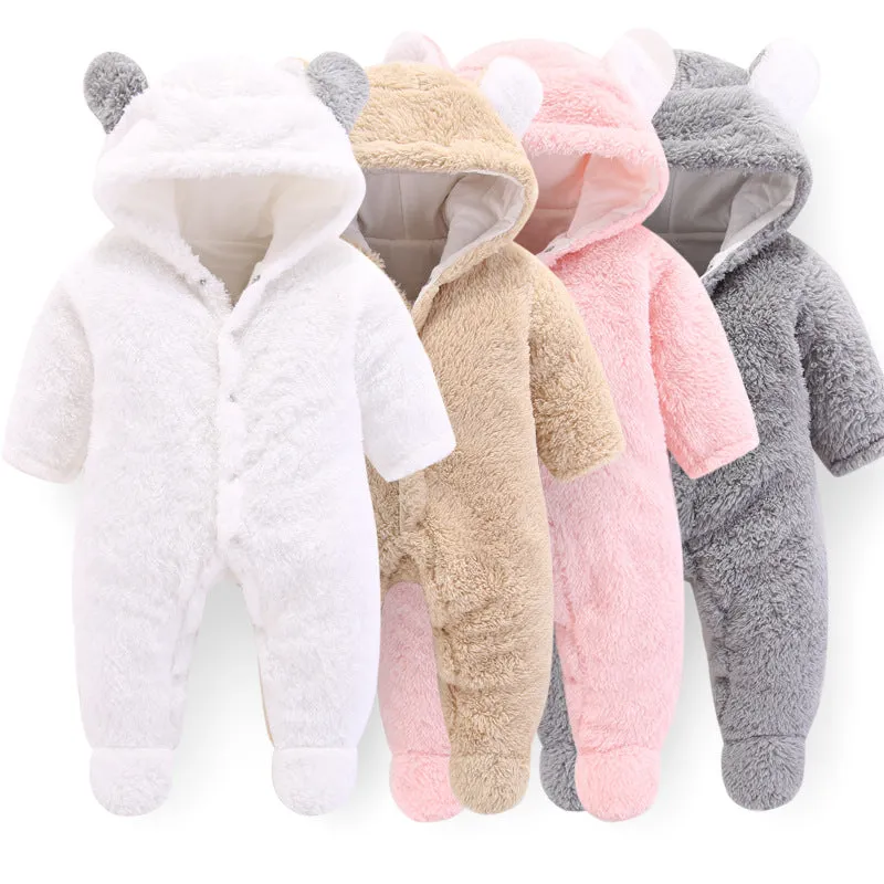 Little Gigglers World Newborn Baby Organic Fleece Winter Snowsuit Romper