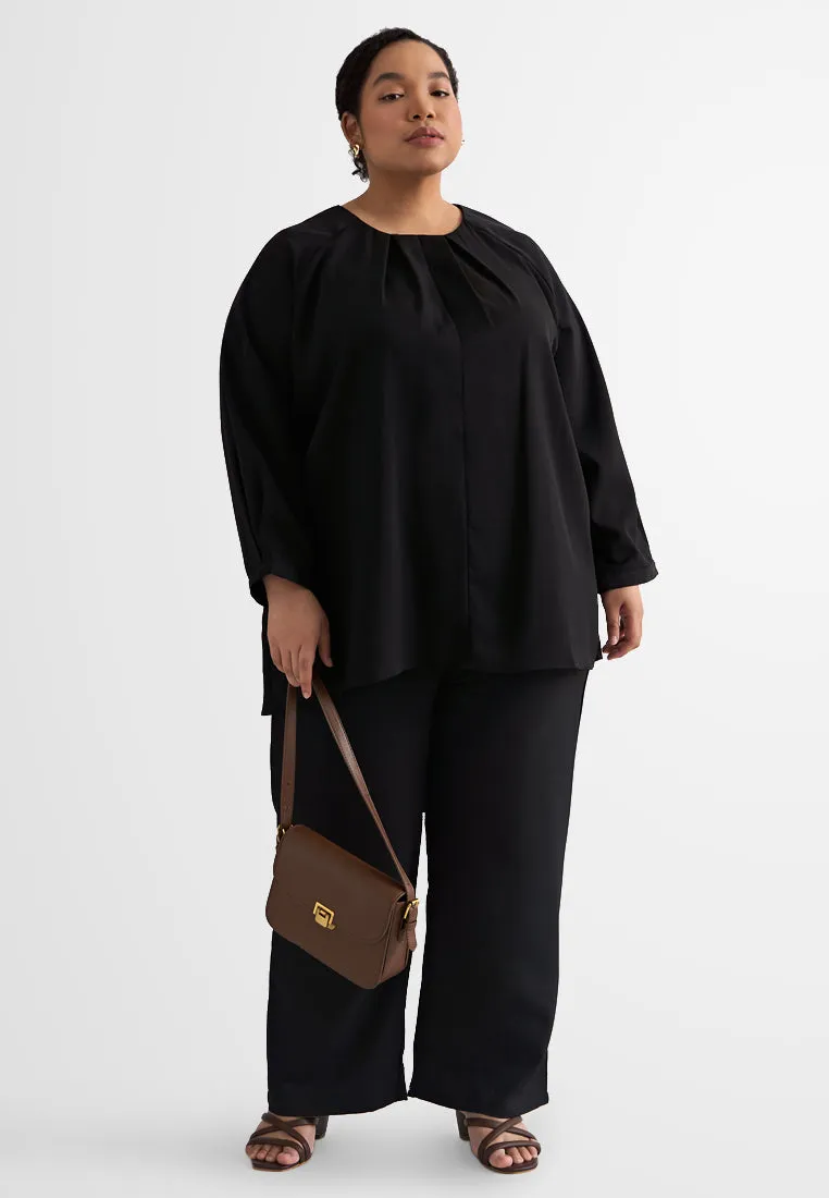 Liva Minimalist Elegant Pleat Neckline Blouse