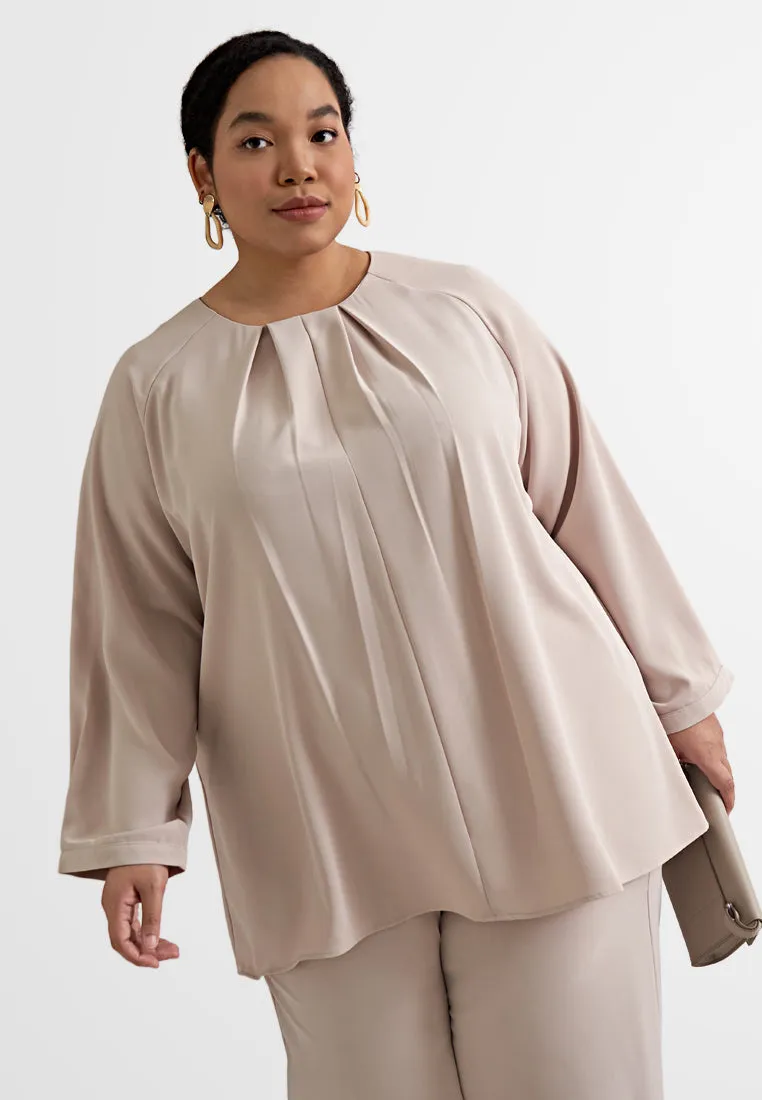 Liva Minimalist Elegant Pleat Neckline Blouse