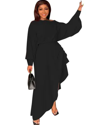 Long Sleeve Ruched Maxi Dresses